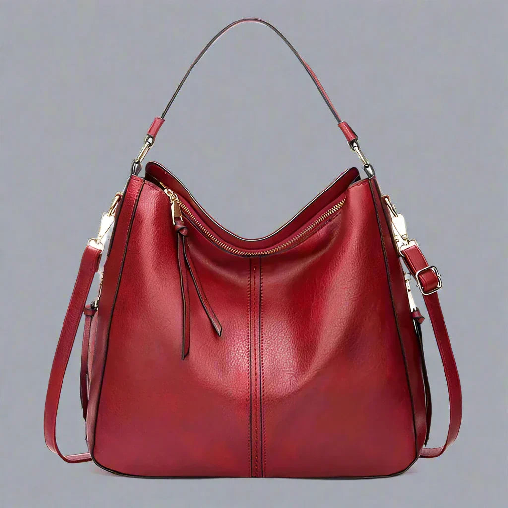 Cecile | Elegant leather messenger bag with large interior-Elly Rose