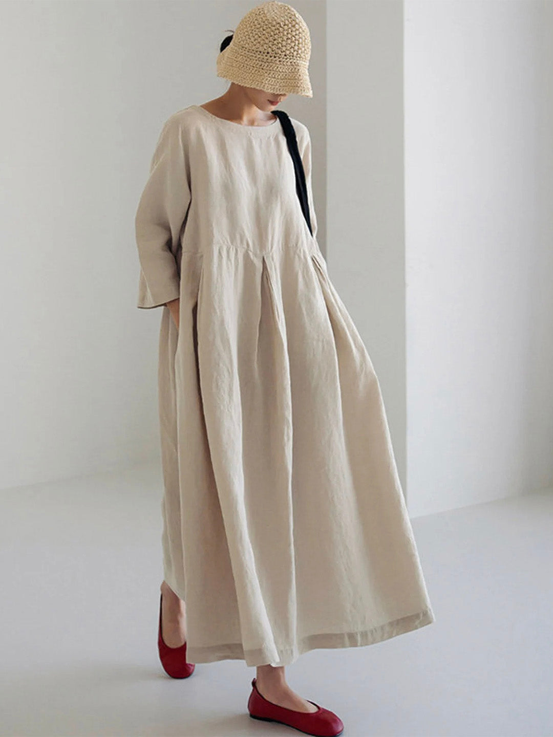 Liora | Robe ample en lin avec poches latérales