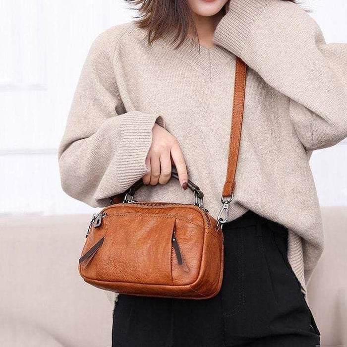 Tanja | Handmade soft leather bag with several compartments-Elly Rose
