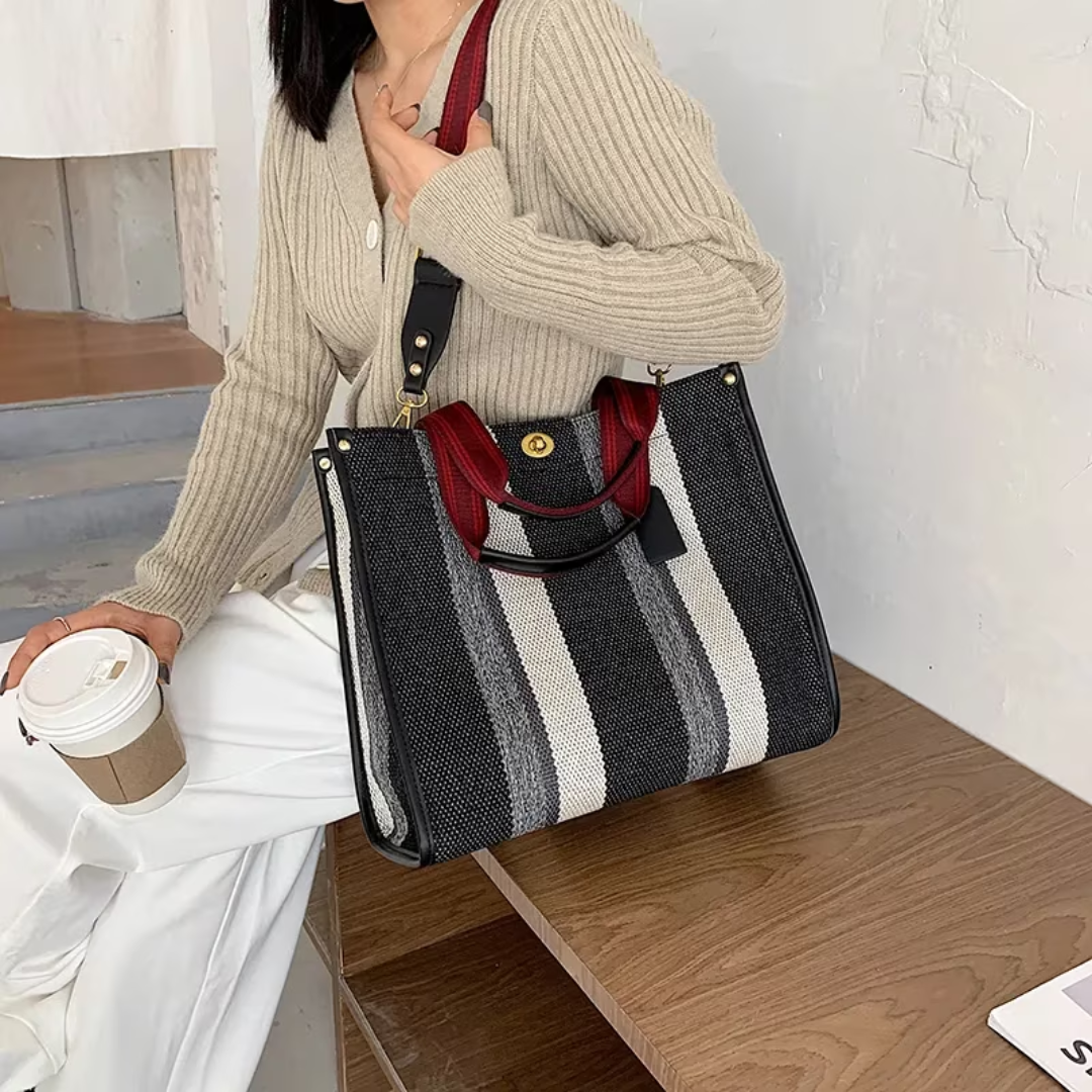 Ivy - Women's striped tote bag - Elegant and versatile-Elly Rose