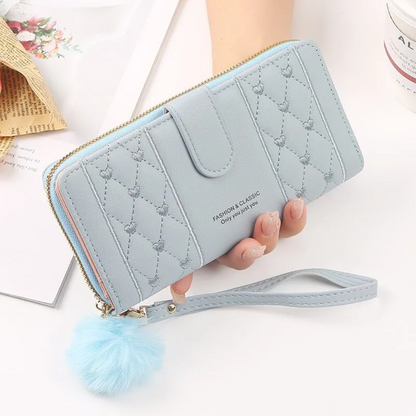 Wallet with embroidered heart motif | With practical hand strap!-Elly Rose