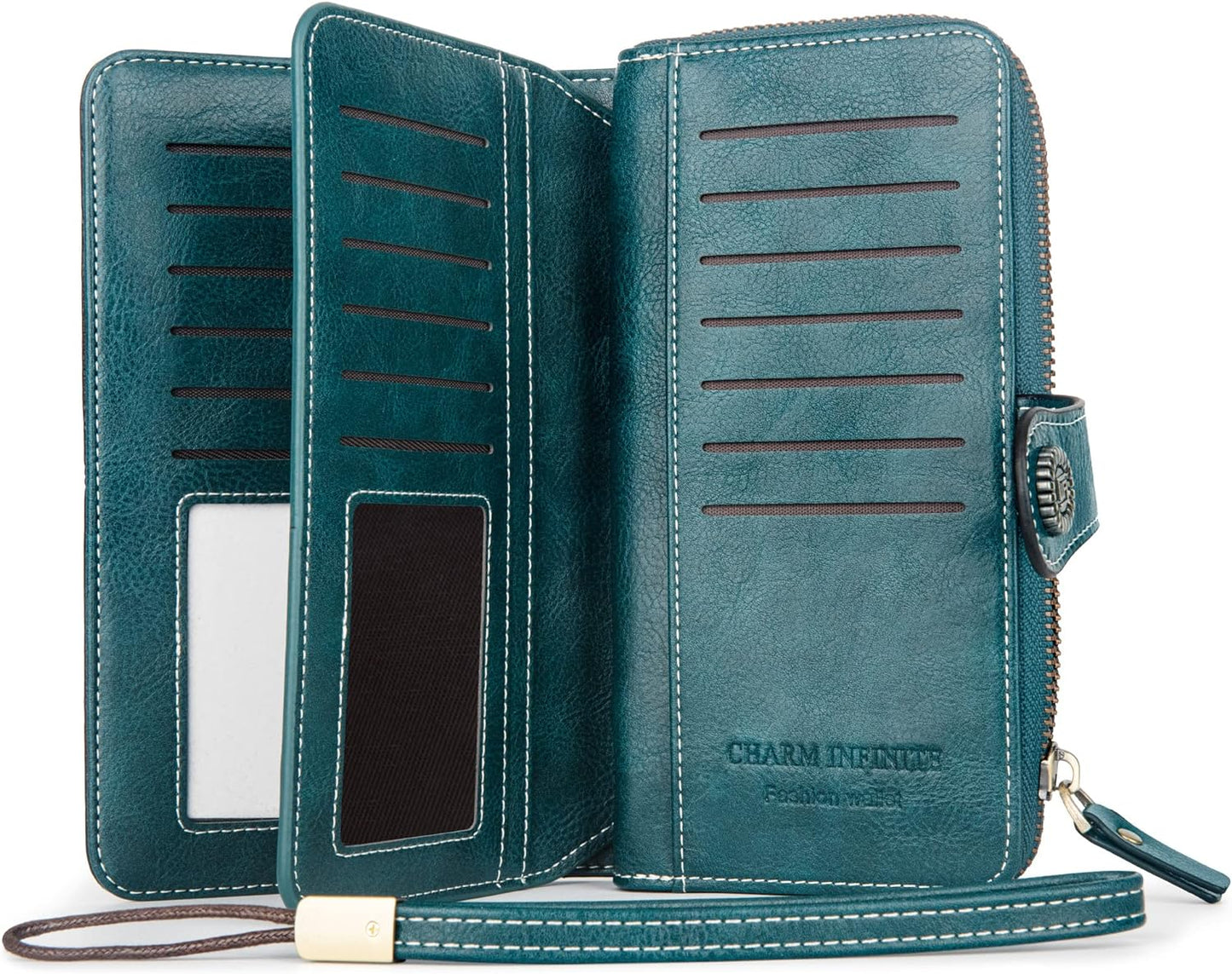 Leather wallet with strap | Large capacity-Elly Rose