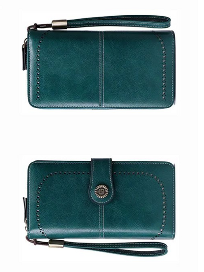 Leather wallet with strap | Large capacity-Elly Rose