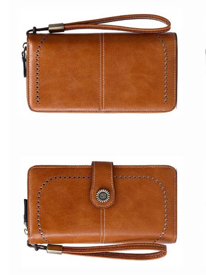 Leather wallet with strap | Large capacity-Elly Rose