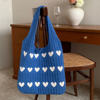 Nina | Hand-knitted shopping bag with heart motif-Elly Rose