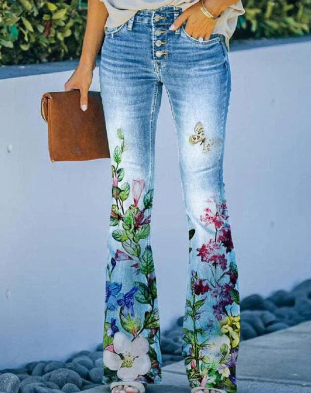 Ada - Jeans à motifs floraux