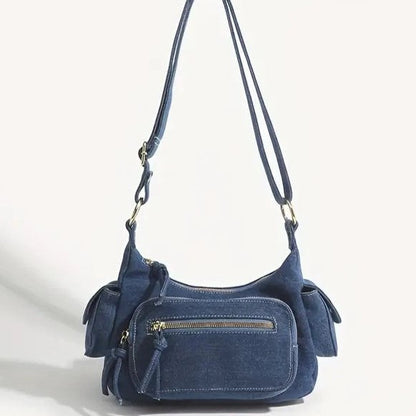 Kenna - Retro denim shoulder bag-Elly Rose