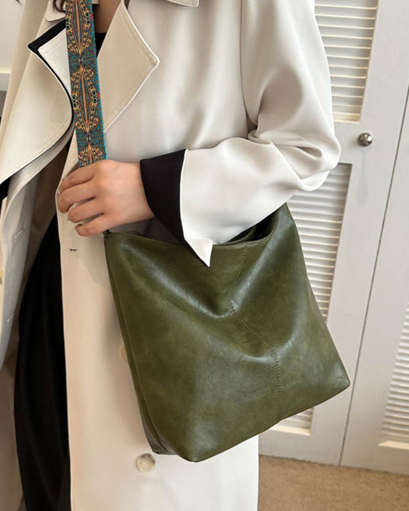 Yuna - Large bucket bag with vintage shoulder strap-Elly Rose