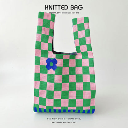 Knitted bag - Retro Flower-Elly Rose