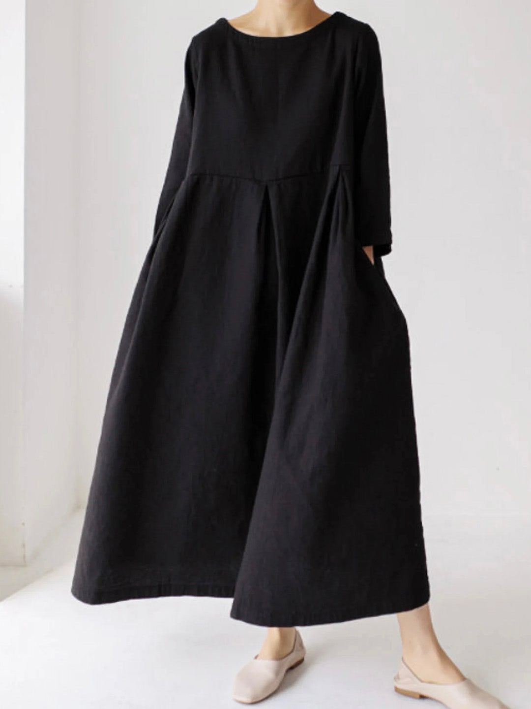 Liora | Robe ample en lin avec poches latérales