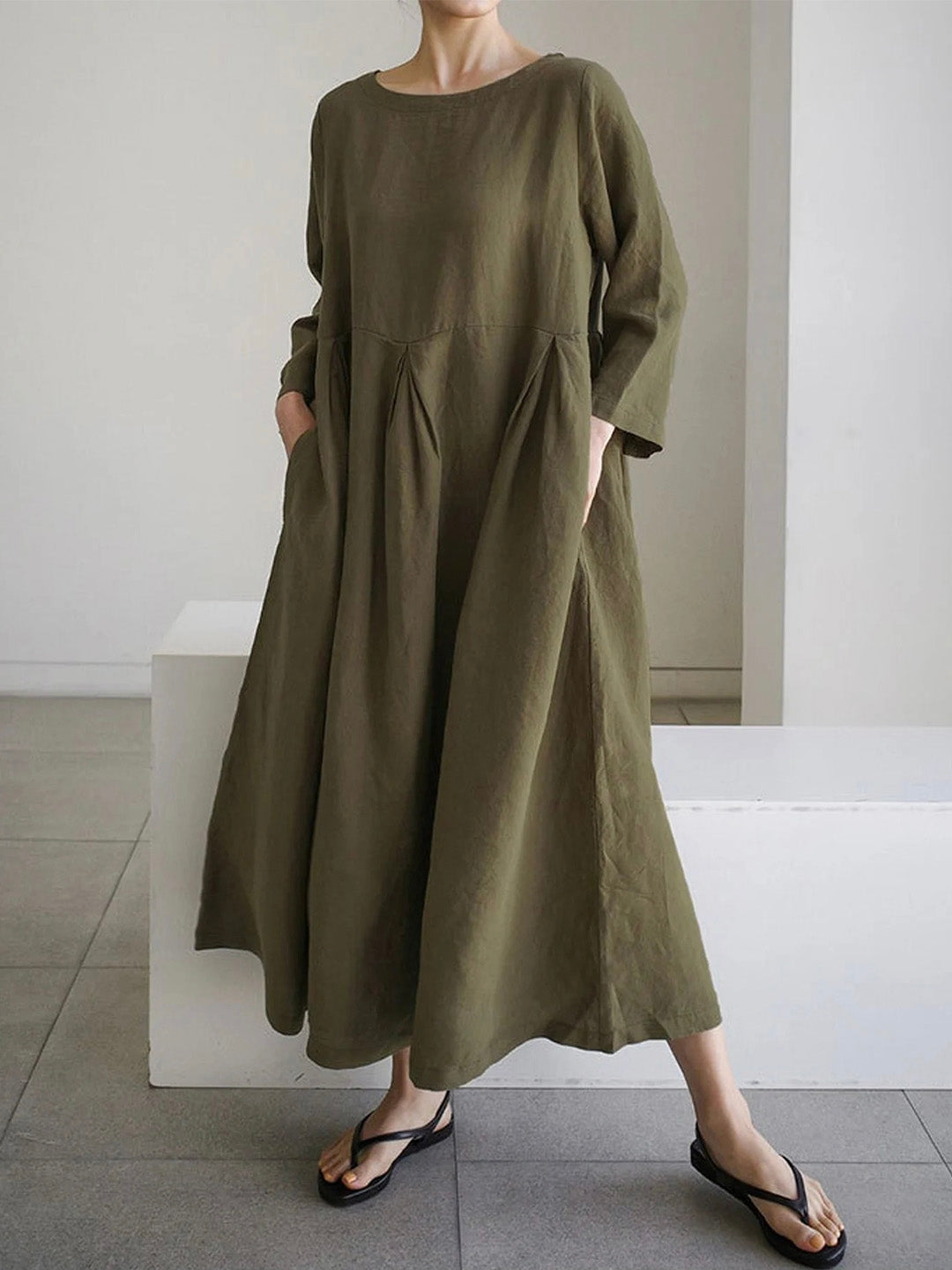 Liora | Robe ample en lin avec poches latérales