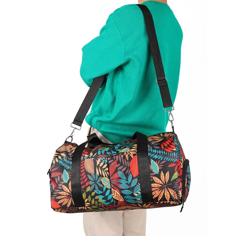 LeafTrek - Leaf print travel and sports bag-Elly Rose
