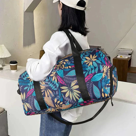 LeafTrek - Leaf print travel and sports bag-Elly Rose