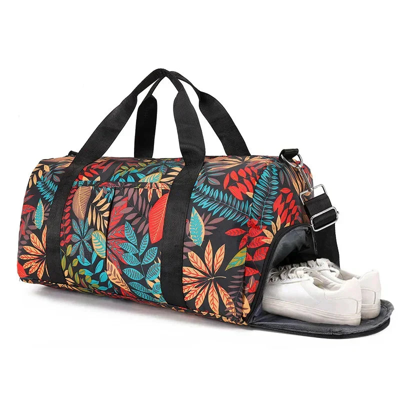 LeafTrek - Leaf print travel and sports bag-Elly Rose