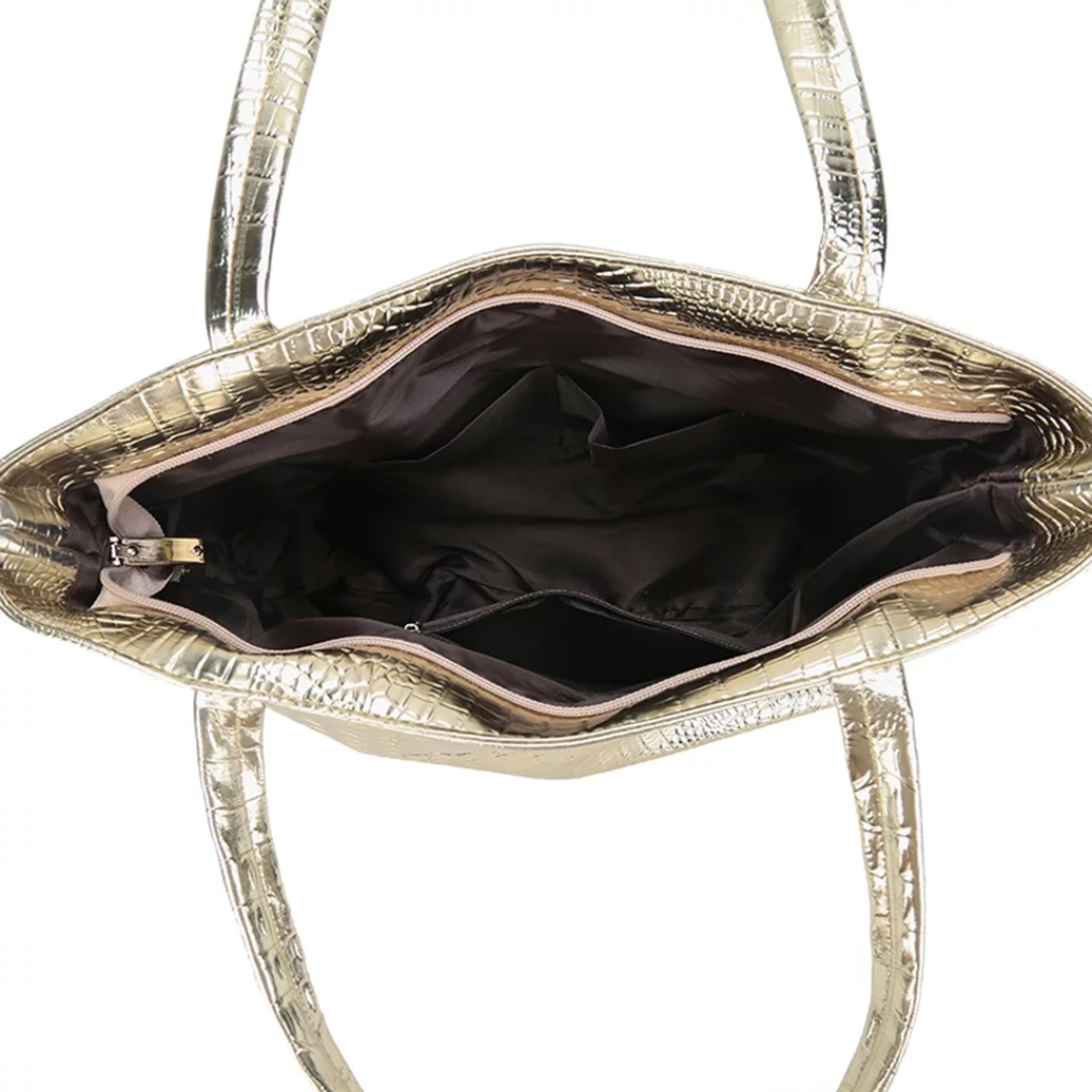 Aurora shoulder bag - Spacious bag with crocodile print-Elly Rose