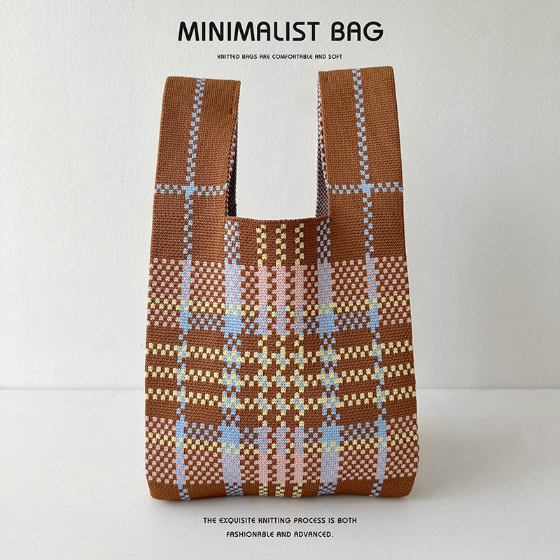 Knitted bag - Plaid-Elly Rose