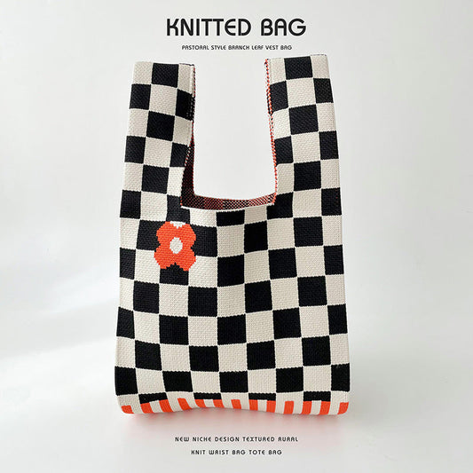 Knitted bag - Retro Flower-Elly Rose