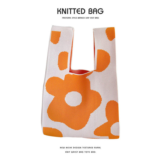 Knitted bag - Fleurs-Elly Rose