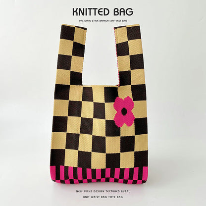 Knitted bag - Retro Flower-Elly Rose