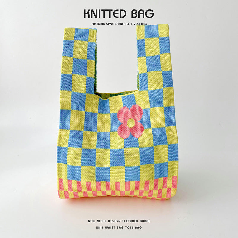 Knitted bag - Retro Flower-Elly Rose