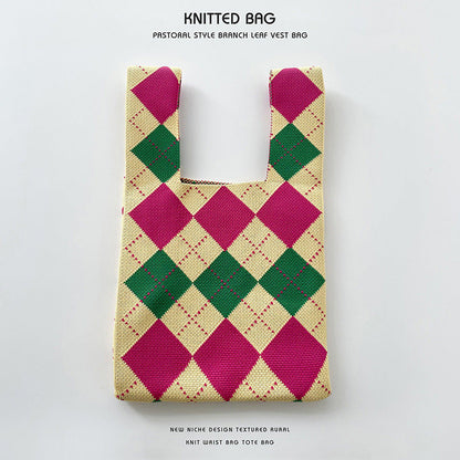 Knitted bag - squares-Elly Rose