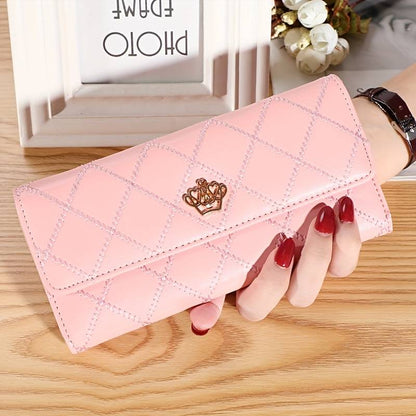 Three-leaf wallet with Argyle motif | Classic and elegant-Elly Rose