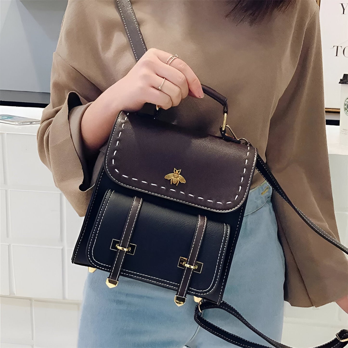 BeeBag - Elegant leather handbag and shoulder bag-Elly Rose