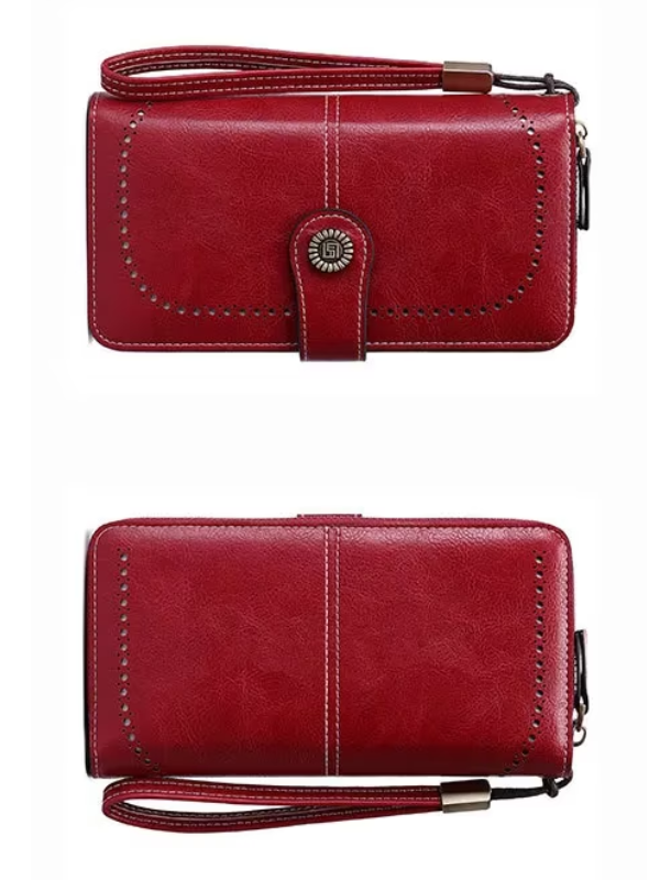 Leather wallet with strap | Large capacity-Elly Rose