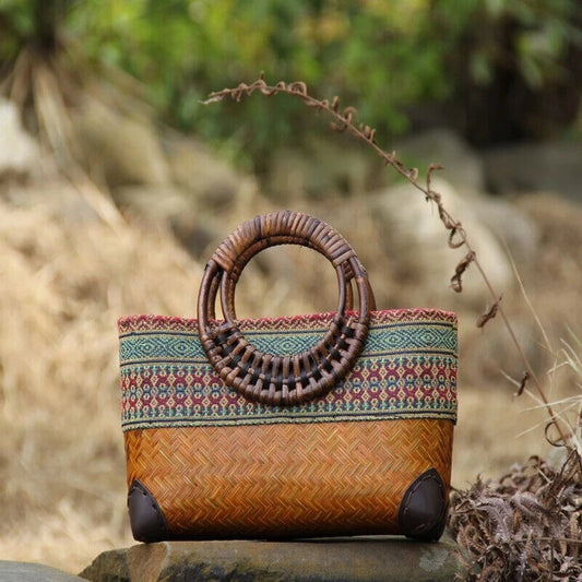 Elegant woven bamboo bag - Harley-Elly Rose