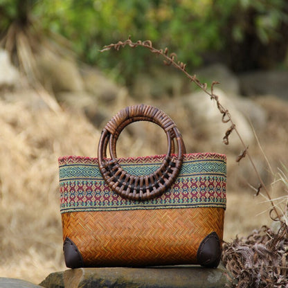 Milou | Woven bamboo bag-Elly Rose