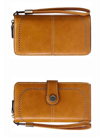 Leather wallet with strap | Large capacity-Elly Rose